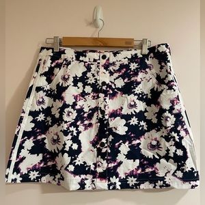 NWT Adidas Bleached-out Floral Print White Snap Skirt Medium